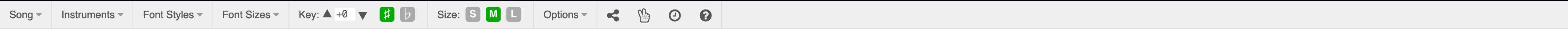 GoChords Song Editor Toolbar